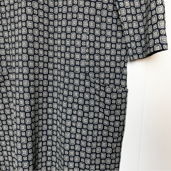 J. McLaughlin Stretch Knit Sheath Dress Medium black tan damask print pockets - Picture 3 of 15